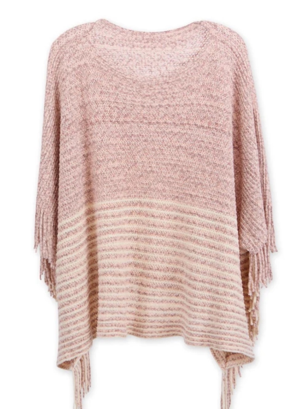 RAJ SOFT KNIT TEXTURED TASSEL PONCHO